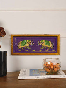 Handcrafted Two Elephant Wall Art Series on Fabric