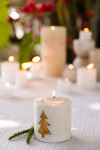 Christmas Tree marble table top candle holder