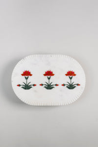 Blooming Jaipur Inlay Marble cheese board / Platter