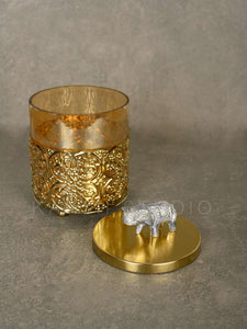 Elephant jar with jali (Gold/silver)