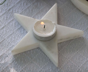 Christmas Star marble table top candle holder