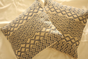 Blue Abstract pattern jute Cushion Covers