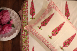 Pink Tree Handblock Print Bedsheet