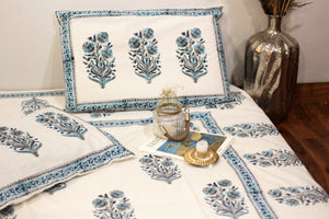 Blue Guldasta Handblock Print Bedsheet