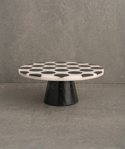 Polkadot Inlay handcrafted marble cake stand by Kaksh Studio